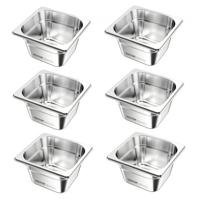 VEVOR Gastronormbak 1/6 maat Voedselcontainer Roestvrij staal 6 stuks 1,7L Buffet