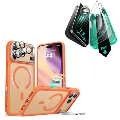 iPhone 17 Pro Bundle Classic Hybrid Magnetic Case (Camera Control, Stash Stand) and Armorite Screen Protector - Frosted Orange