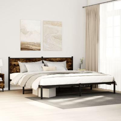 Bedframe zonder matras metaal gerookt eikenkleurig 193x203 cm