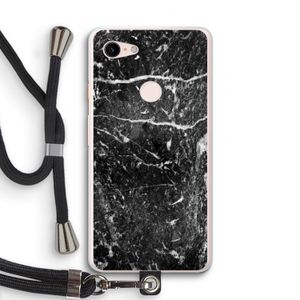 Zwart marmer: Pixel 3 XL Transparant Hoesje met koord