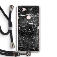 Zwart marmer: Pixel 3 XL Transparant Hoesje met koord