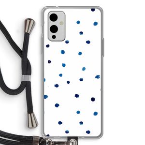 Blauwe stippen: OnePlus 9 Transparant Hoesje met koord
