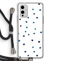 Blauwe stippen: OnePlus 9 Transparant Hoesje met koord