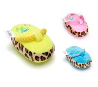 Honden piepspeelgoed pluche slipper met touw - thumbnail