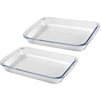 Chef Traiteur Ovenschaal van borosilicaat glas - 2x - rechthoek - 1.6 Liter - 30 x 18 x 5 cm