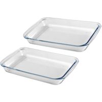 Chef Traiteur Ovenschaal van borosilicaat glas - 2x - rechthoek - 1.6 Liter - 30 x 18 x 5 cm - thumbnail