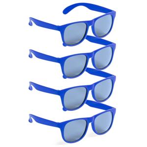 Party zonnebril - 4x - blauw - kunststof - UV400 - verkleedbril voor volwassenen