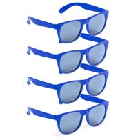 Party zonnebril - 4x - blauw - kunststof - UV400 - verkleedbril voor volwassenen