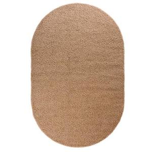 Tapeso Ovaal hoogpolig vloerkleed shaggy Trend effen - beige - 150x240