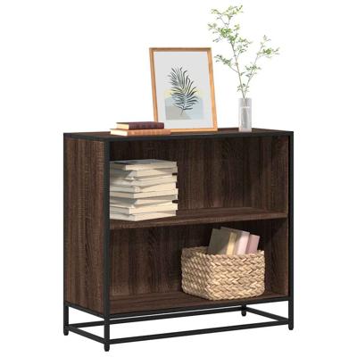Boekenkast 80x35x76 cm bewerkt hout bruin eikenkleur