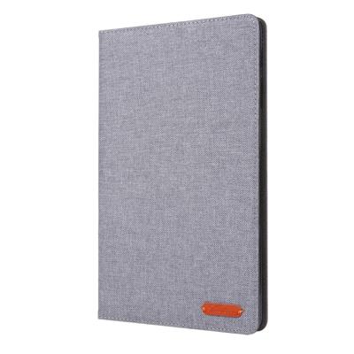 Voor Galaxy tab a 10 1 (2019) T510/T515 doek Teature horizontale Flip PU lederen draagtas met houder & kaartsleuven (grijs)