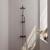 Opbouw Regendoucheset Brauer Carving Thermostatisch Mat Zwart (Alle Opties) - thumbnail