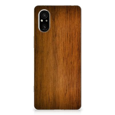Sony Xperia 5 V | Bumper Hoesje | Donker Hout