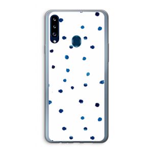 Blauwe stippen: Samsung Galaxy A20s Transparant Hoesje