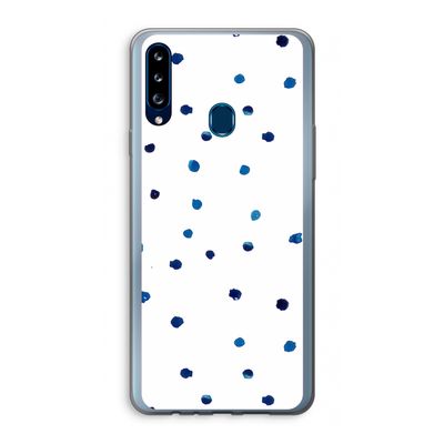 Blauwe stippen: Samsung Galaxy A20s Transparant Hoesje