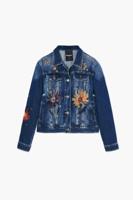 Trucker spijkerjack met bloemen - BLUE - XS Trucker spijkerjack met bloemen - BLUE - XS
