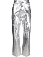 MM6 Maison Margiela foiled-effect tapered-leg jeans - Argent - thumbnail