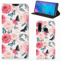 Huawei P30 Lite New Edition Smart Cover Butterfly Roses