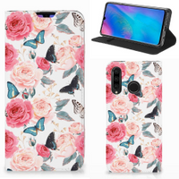 Huawei P30 Lite New Edition Smart Cover Butterfly Roses - thumbnail