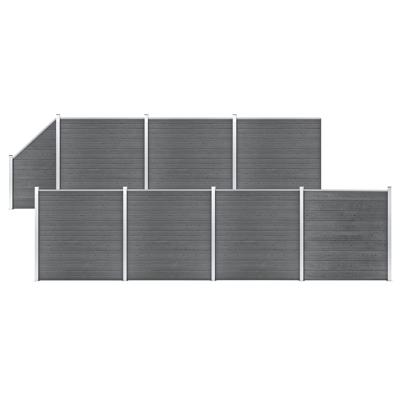Schuttingset 7 vierkant en 1 schuin 1311x186 cm HKC grijs