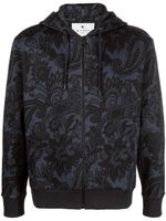 ETRO hoodie zippé à imprimé cachemire - Bleu