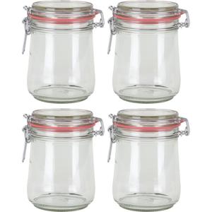 Weckpot/inmaakpot - 4x - glas - 720 ml - met beugelsluiting - transparant