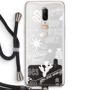 Good vibes: OnePlus 6 Transparant Hoesje met koord