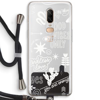 Good vibes: OnePlus 6 Transparant Hoesje met koord
