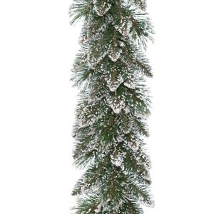 Everlands dennenslinger/guirlande - groen - met sneeuw - 270 cm x 30 cm