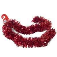 Kerstboom folie slingers/lametta guirlandes van 180 x 12 cm in de kleur glitter rood   - - thumbnail