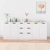 3-delige Dressoirs bewerkt hout wit
