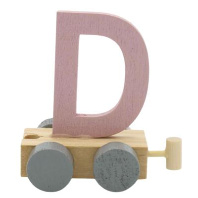 JeP kids houten treinletter D-roze