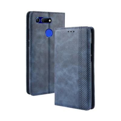 Magnetische Buckle retro textuur horizontale Flip lederen case voor Huawei Honor weergave 20 met houder & kaartsleuven & portemonnee (blauw)
