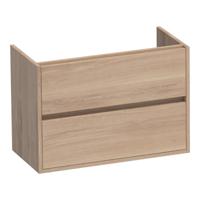 Brauer Adore - Onderkast Ondiep - 80 cm - met 2 Softclose Lades Greeploos en 1 Sifon Uitsparing - Lamellen Eiken Naturel