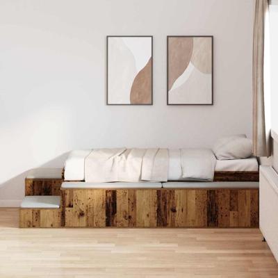 Opbergbedframe Oud hout 244 x 127 x 53.5 cm Bewerkt hout