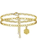 strand Dubbele Keten Alfabet Enkelbandje - thumbnail