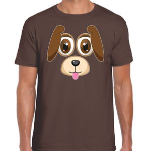 Bellatio Decorations dieren verkleed t-shirt heren - hond gezicht - carnavalskleding - bruin 2XL  -