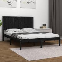 Bedframe massief grenenhout zwart 140x190 cm