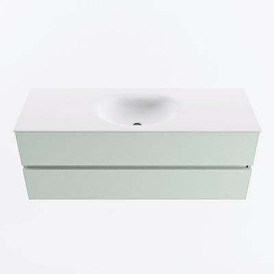 MONDIAZ VICA 130cm badmeubel onderkast Greey 2 lades. Wastafel MOON midden 1 kraangat, kleur Talc.