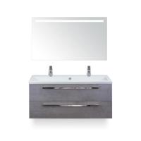 Seville Badmeubelset 120 cm - 2 laden Beton Antrac - Wastafel Djazz Enkel 2 kraangaten - met Sence Spiegel