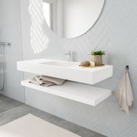 Mondiaz Alan badmeubel 120 cm solid suface planchet talc vrijhangend wastafel midden 1 kraangat wit
