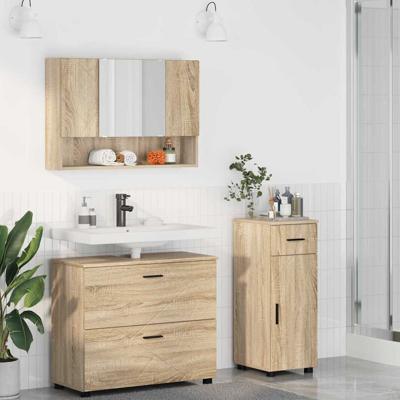 Badkamermeubelset met lade 3 pcs Sonoma eiken 76,5 x 35 x 64 cm