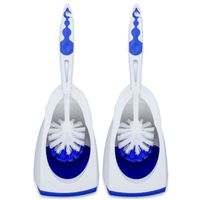 2x stuks wc-borstels/toiletborstels met houders blauw/wit 41.5 cm van kunststof - thumbnail