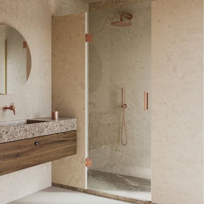 Saniclear Modern Copper profielloze douchedeur 80x200 geborsteld koper Saniclear Modern Copper profielloze douchedeur 80x200 geborsteld koper