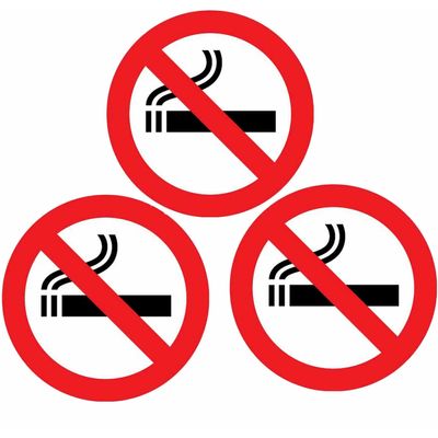 Set van 6x stuks sticker verboden te roken 14.8 cm rond