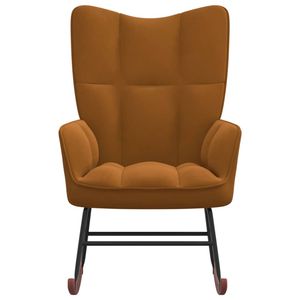 The Living Store Schommelfauteuil Blokpatroon - 61 x 78 x 98 cm - Bruin Fluweel