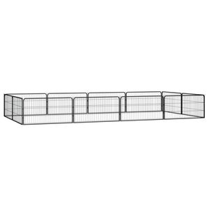 vidaXL Hondenkennel 12 panelen 100x50 cm gepoedercoat staal zwart