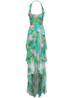 Oscar de la Renta robe longue volantée à imprimé géranium - Vert