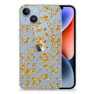 Apple iPhone 14 TPU Case Gouden Bloemen