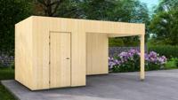 Poolhouse Trendy 200x300 cm + luifel 300 cm - onbehandeld- Plat dak- - Van Kooten Poolhouse Trendy 200x300 cm + luifel 300 cm - onbehandeld- Plat dak- - Van Kooten